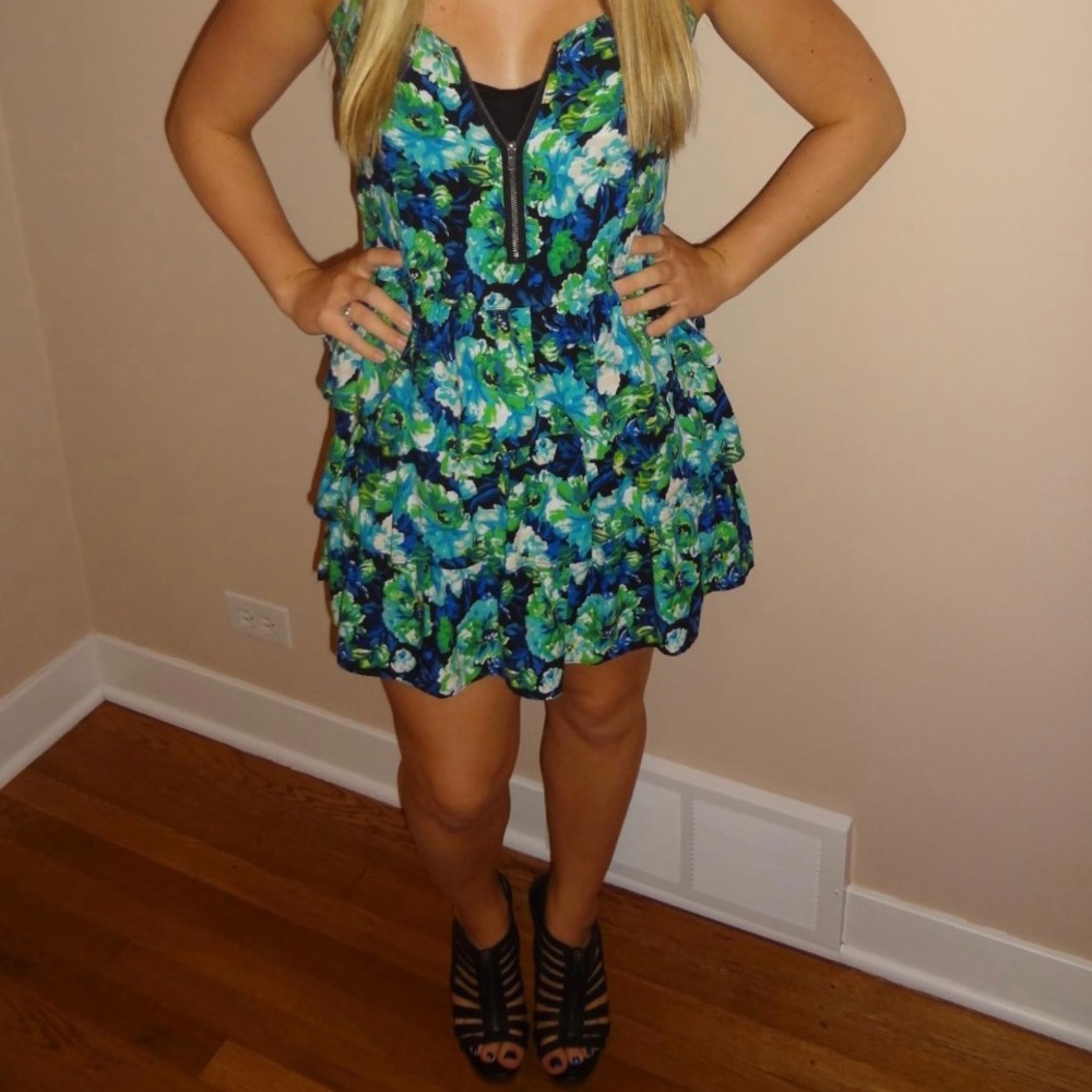Blue and Green Floral Dress